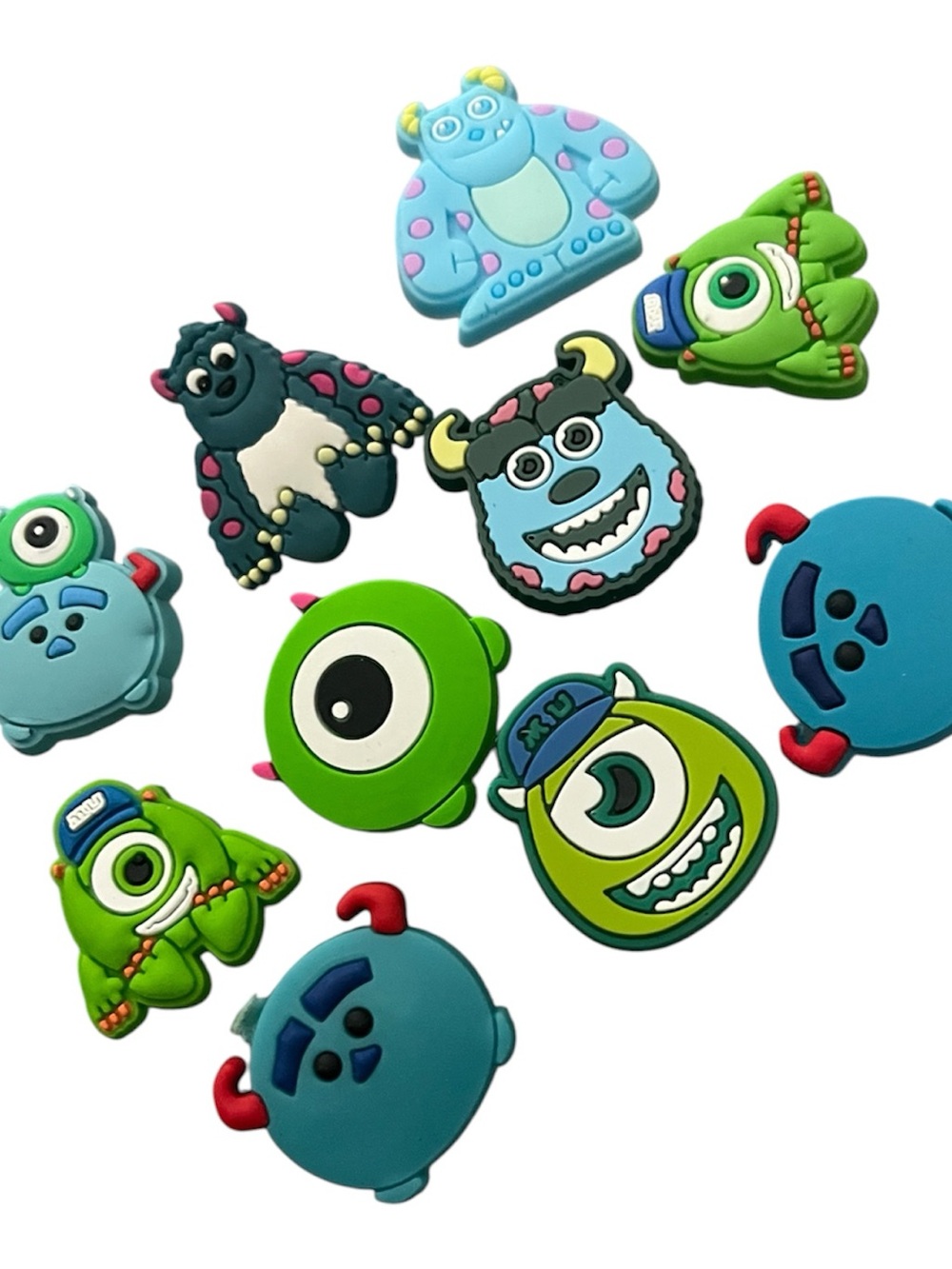 Monsters Cartoon Croc Charm Bundle Set - Green & Blue